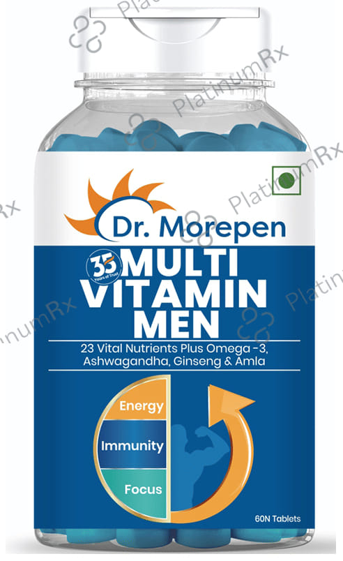 Dr. Morepen Multi Vitamin for Men - With Omega 3, Ashwagandha, Ginseng & Amla for Energy, Immunity & Focus - Tablet