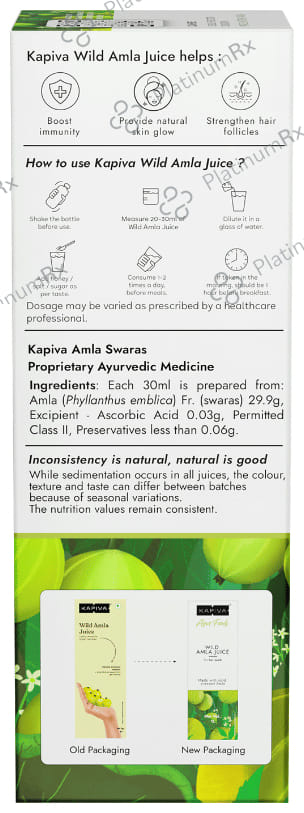 Kapiva Wild Amla Juice, Healthy Hair & Skin, Natural Source of Vitamin C, No Added Sugar 1L