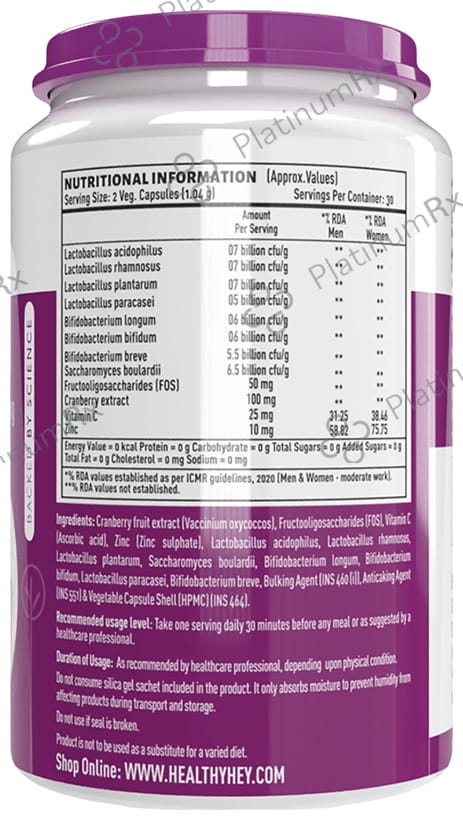 HealthyHey Nutrition Probiotic 50 Billion CFU with Prebiotics - Veg Capsule for Immunity & Gut Health