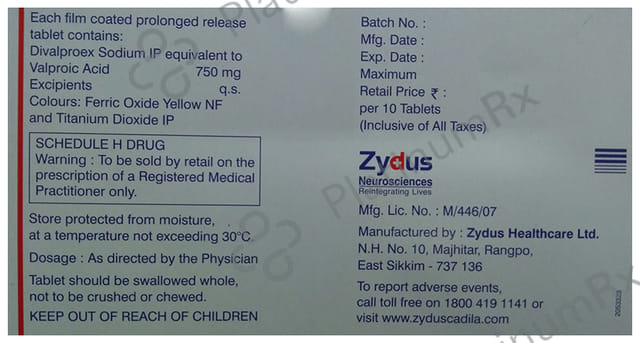 Divalpro 750mg Tablet XR 10s