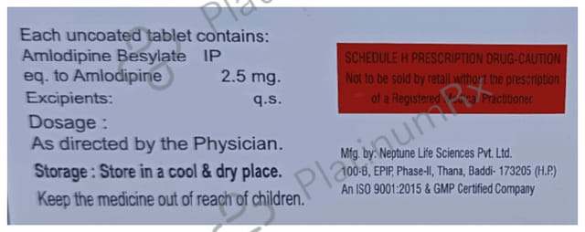 Amlodam 2.5mg Tablet 10s
