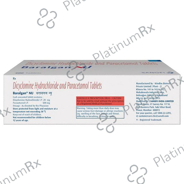 Baralgan NU 20/500mg Tablet 10s