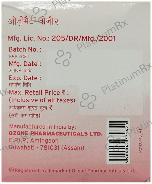 Ozomet VG 2/500/0.2mg Tablet SR 15s