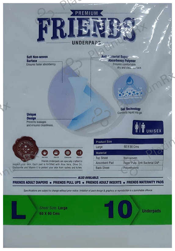 Friends Premium Unisex Underpads with Gel Technology Large 10s