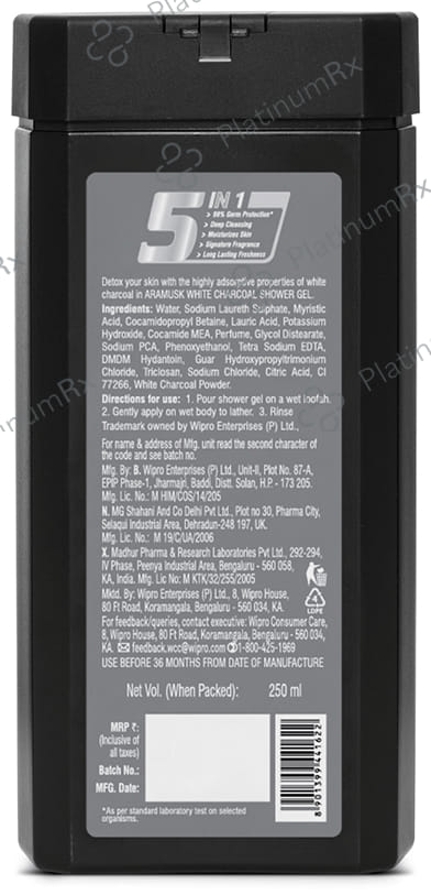 Aramusk White Charcoal 99% Germ Protection Shower Gel