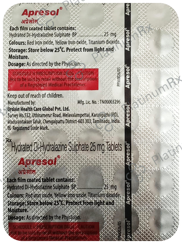 Apresol 25mg Tablet 30s