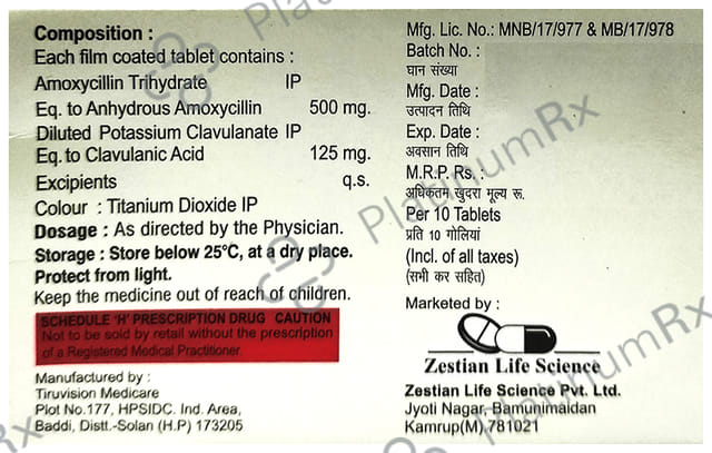 Zeemox CV 625mg Tablet