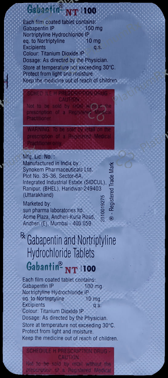 Gabantin NT 100/10mg Tablet 10s