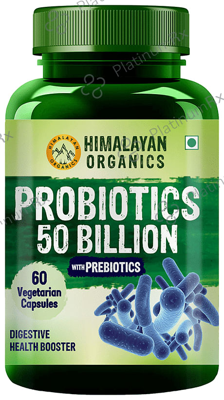 Himalayan Organics Probiotics 50 Billion CFU with Prebiotics - Vegetarian Capsule for Gut Health & Digestion