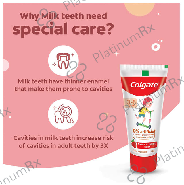 Colgate Kids 3 to 5 YearsNatural Strawberry Flavour Toothpaste 80gm