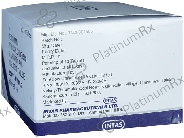 Zoryl MV 2/500/0.3mg Tablet SR 10s