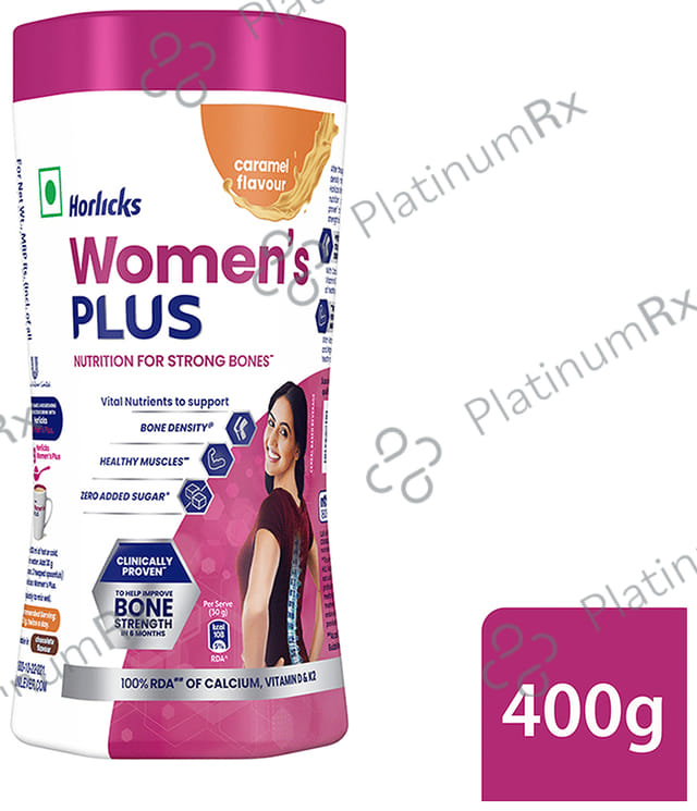 Horlicks Women's Plus with Calcium, Vitamin D & K2 for Strong Bones - Flavour Caramel