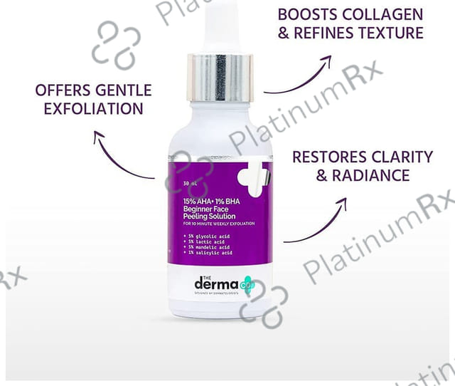 The Derma Co 15% AHA +1% BHA Beginner Face Peeling Solution - For 10 Minute Weekly Exfoliation