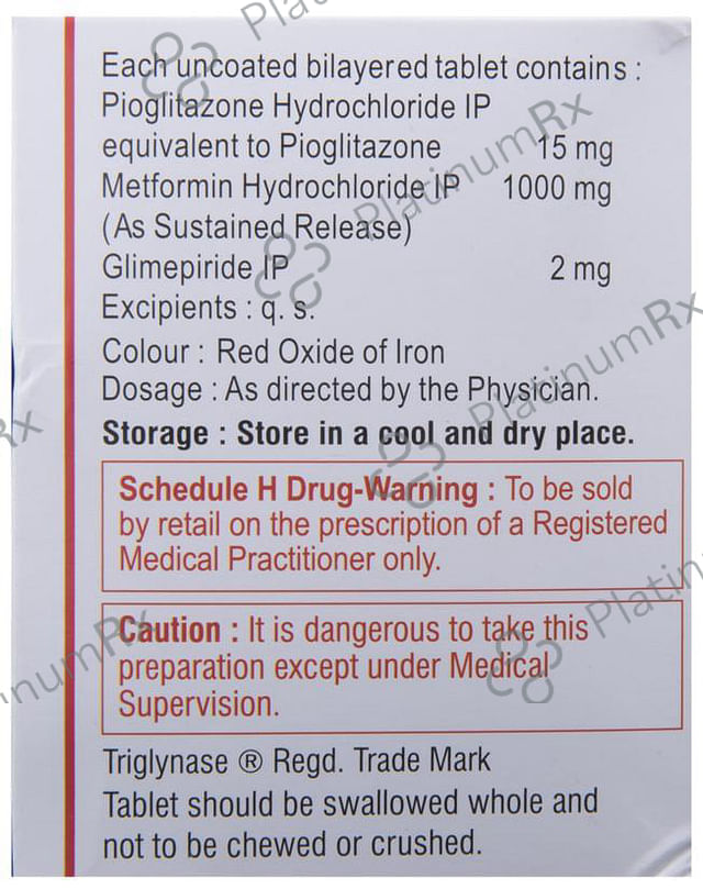 Triglynase Forte 2/1000/15mg Tablet SR 10s