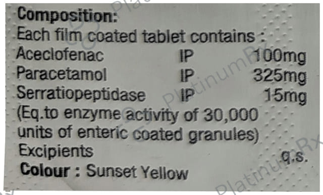 Bignac SP 100/325/15mg Tablet 10s