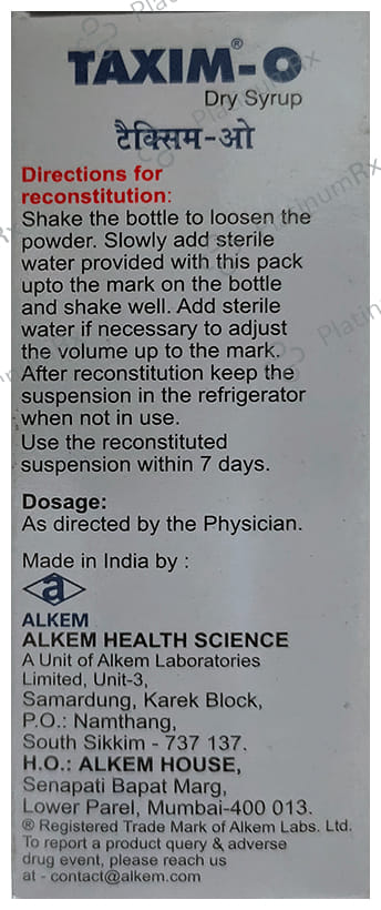 Taxim O 50mg Juicy Orange and Lemon Dry Syrup 30ml