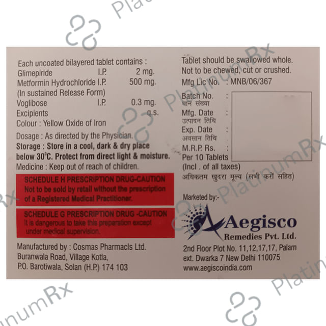 Metgear VG 2/500/0.3mg Tablet SR 10s