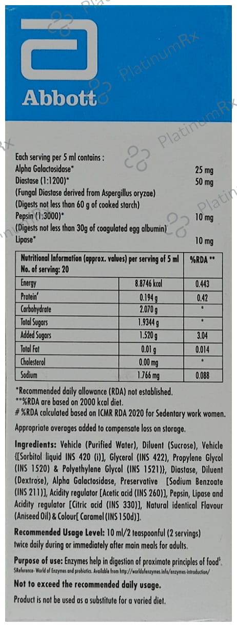Pankreoflat Digestive Enzyme Liquid 100ml