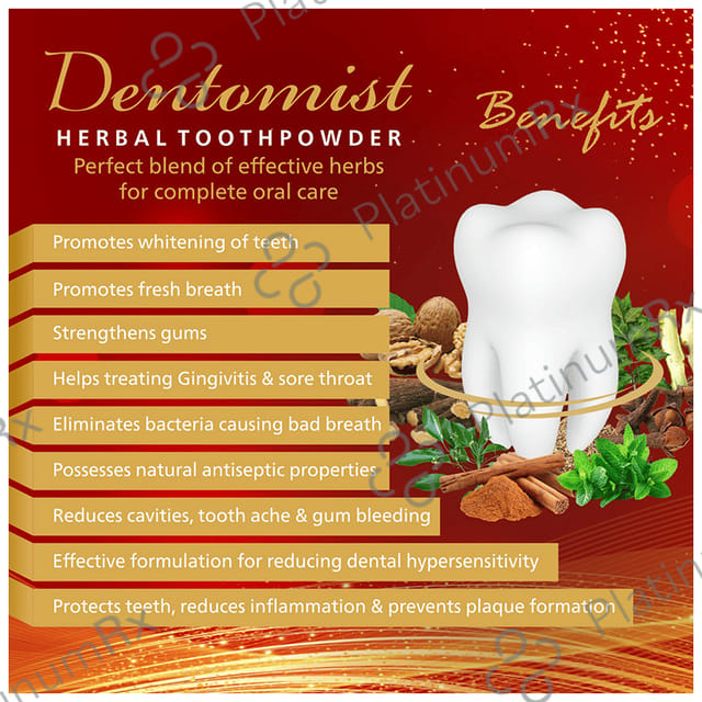 Dentomist Herbal Tooth Powder (100gm Each) 1 Bottle