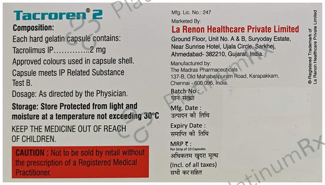 Tacroren 2mg Capsule 10s