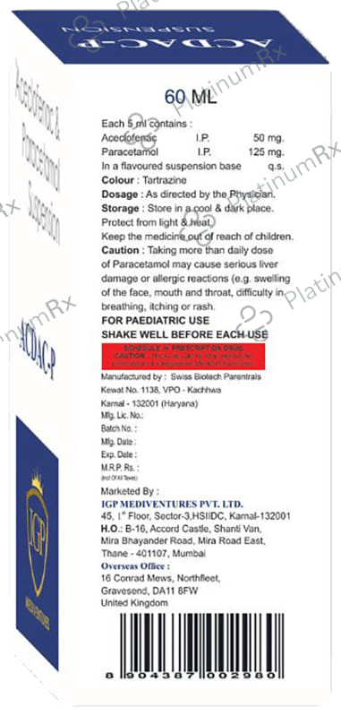 Acdac P 50/125mg Oral Suspension 60ml