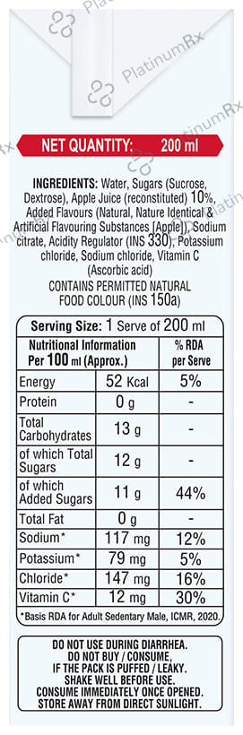 ORSL Electrolyte Drink Apple Flavour Liquid 200ml