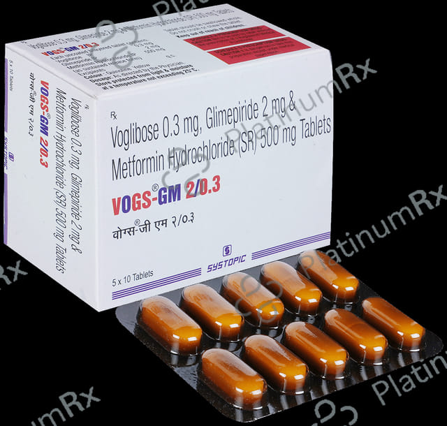 Vogs GM 2/0.3/500mg Tablet SR 10s