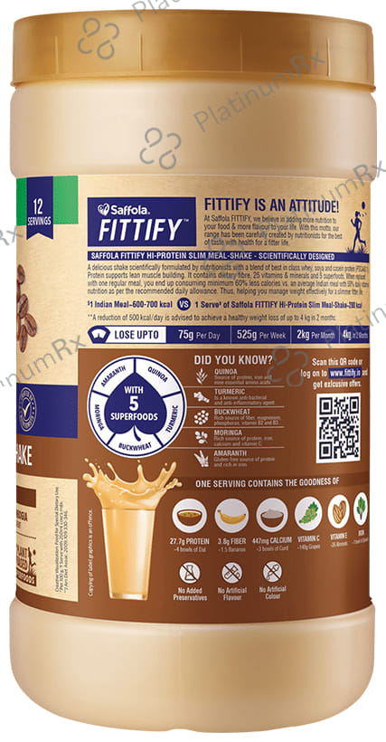 Saffola Fittify Hi-Protein Slim Meal-Shake (420gm Each) Cappuccino Coffee