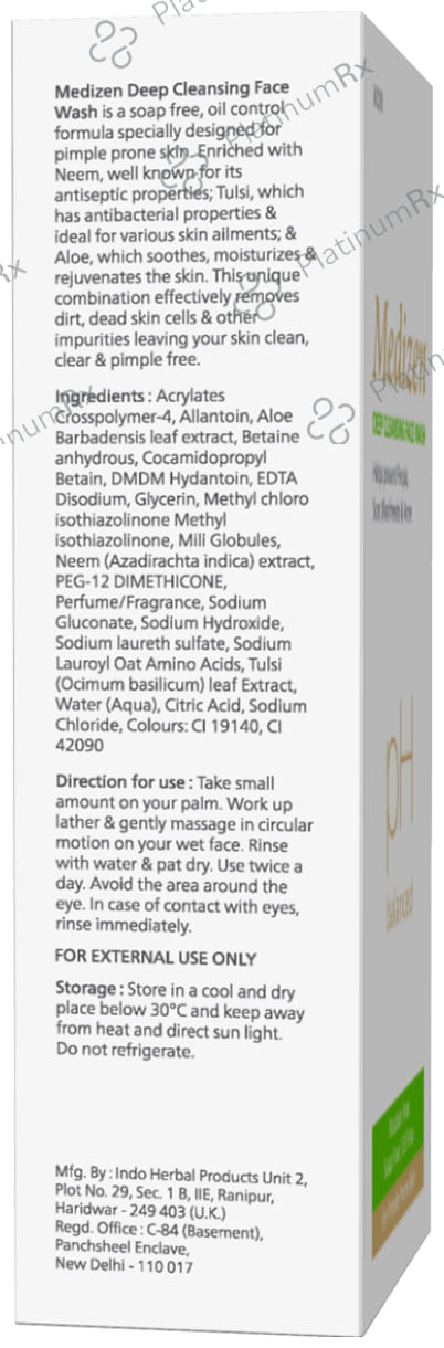Medizen Deep Cleansing Face Wash (100ml Each) 1 Tube