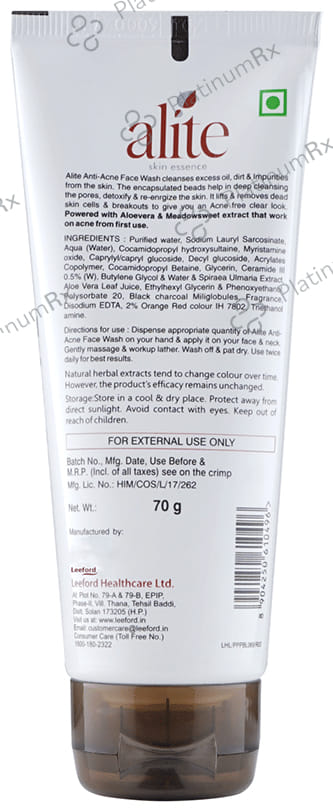 Alite Anti Acne Charcoal Face Wash 70gm
