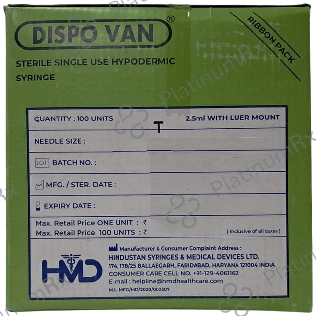 Dispovan Syringe with Needle 23G (1 x 2.5ml)
