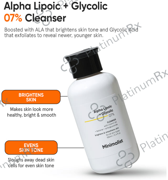 Minimalist Alpha Lipoic + Glycolic 7% Cleanser - Brightens & Smoothens Skin