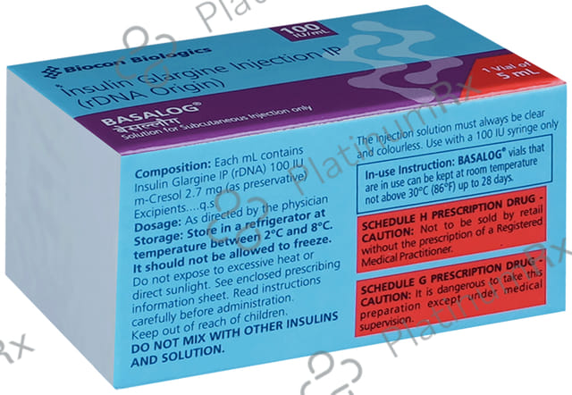 Basalog (100 IU/ml) (1*5ml Vial) Solution For Injection 5ml