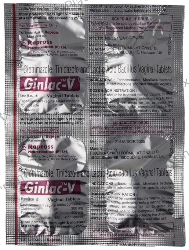 Ginlac V Vaginal Tablet 4s