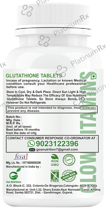Goa Nutritions Glutathione Hyaluronic Acid + Biotin Tablet Sugar Free 60s