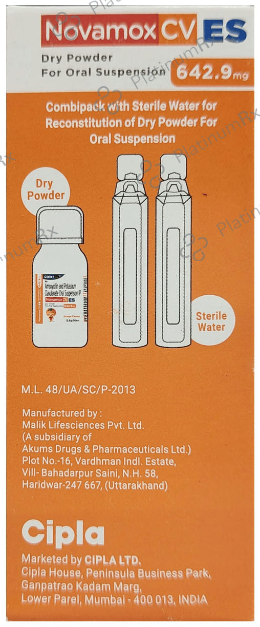 Novamox CV ES 600/42.9mg Oral Suspension Orange 50ml