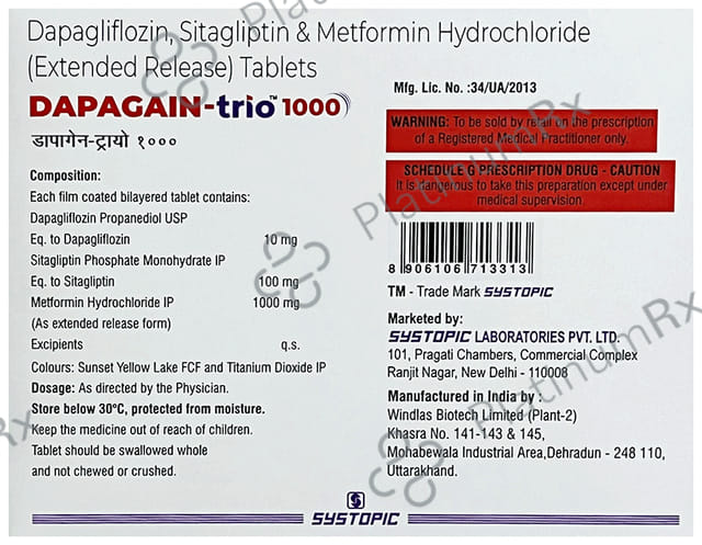 Dapagain Trio 1000mg Tablet 15s