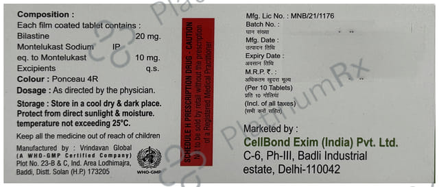 Bilacell 20/10mg M Tablet 10s