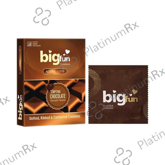 Bigfun Dotted, Ribbed & Contoured Tempting Chocolate Flavour Condom 3s