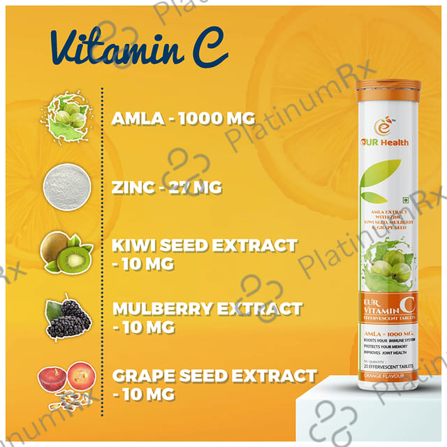 Eur Health Vitamin C Effervescent Tablet Orange