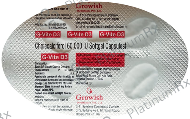 G Vite D3 Softtgel Capsule 60000IU Soft Gelatin Capsule 4s