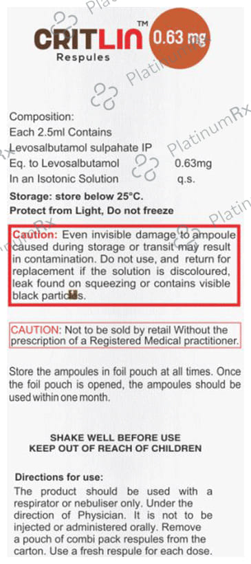 Critlin 0.63mg Respules 5X2.5ml