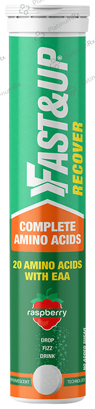 Fast&Up Recover Complete Amino Acids, 20 Amino Acids with EAA Effervescent Tablet No Added Sugar Raspberry