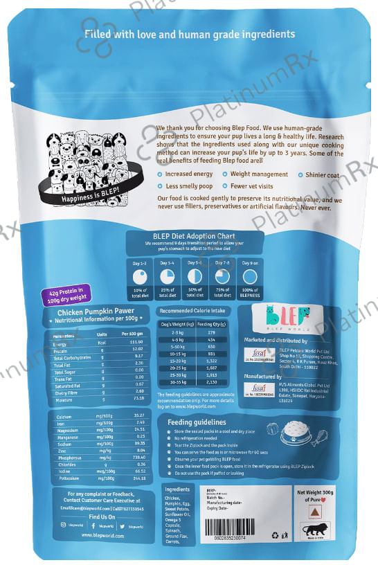 Blep World Chicken Pumpkin Pawer Wet Dog Food (200gm Each) 1 Pack