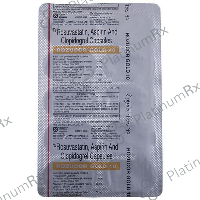 Rozucor Gold 10/75/75mg Capsule 10s