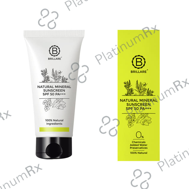 Brillare Natural Mineral SPF 50 PA+++ Sunscreen 50gm