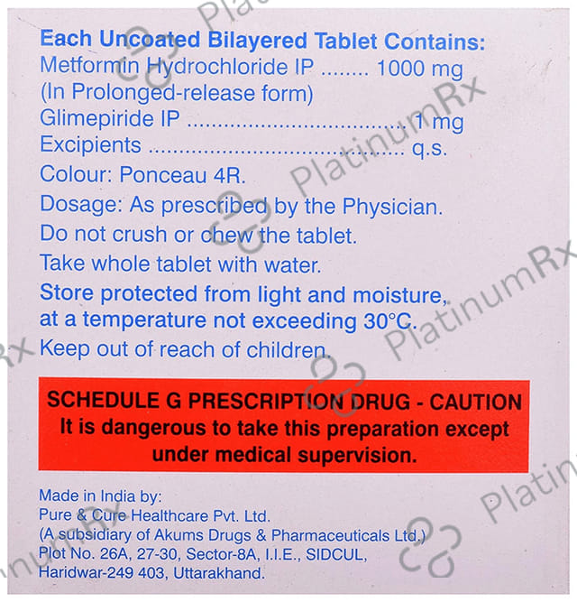 K Glim M Forte 1/1000mg Tablet PR 15s