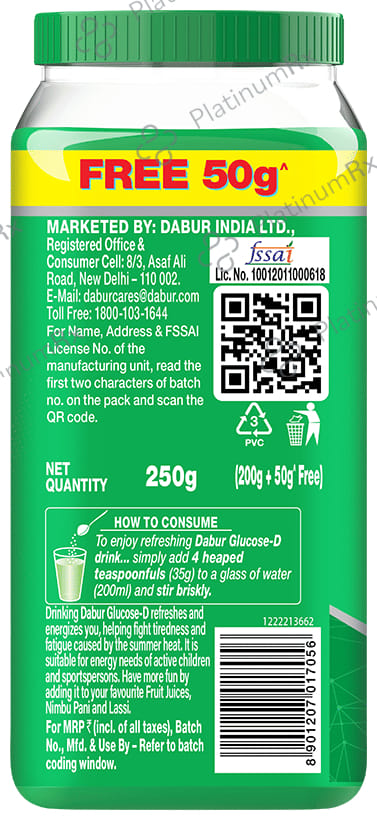 Dabur Glucose D Instant Energy with Calcium & Vitamin D - For Immunity & Bone Health - Powder
