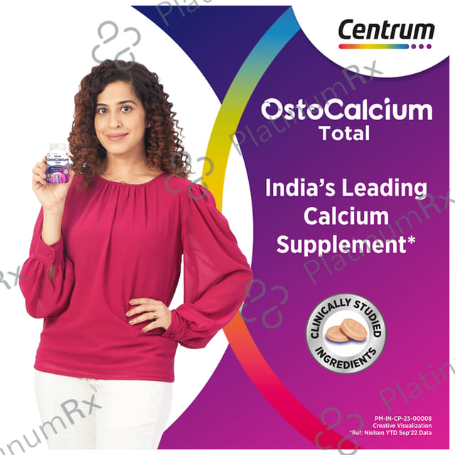 Ostocalcium Total, Vitamin D & Calcium to Support Strong Bones, Joints & Muscles (Veg) Mixed Fruit 60 Chewable Tablet