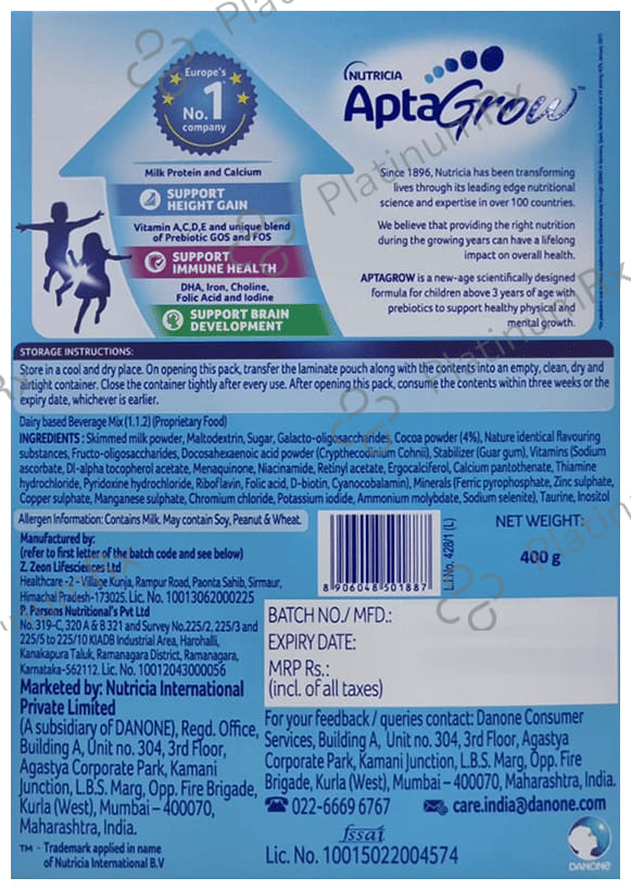 AptaGrow Vanilla Powder 400gm